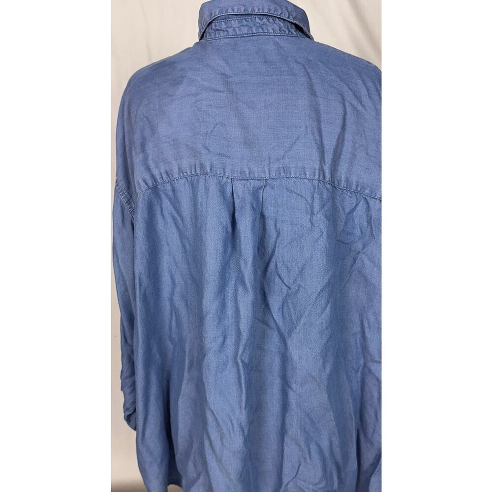Terra & Sky 3X Blue Button Front Chambray Shirt 100% Lyocell - Picture 9 of 10